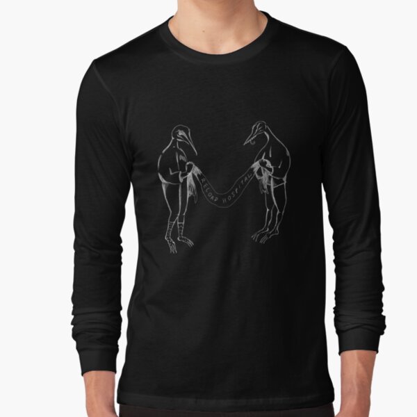 Record Hospital Party Birds, White on Black Long Sleeve T-Shirt