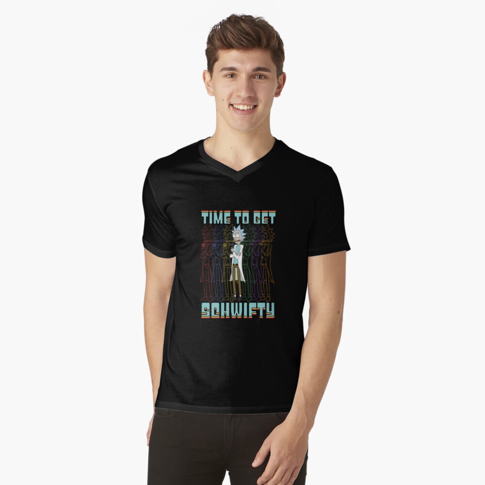 Time To Get Schwifty Rick and Morty Funny Schwifty Rick Shirt Gift V-Neck T-Shirt