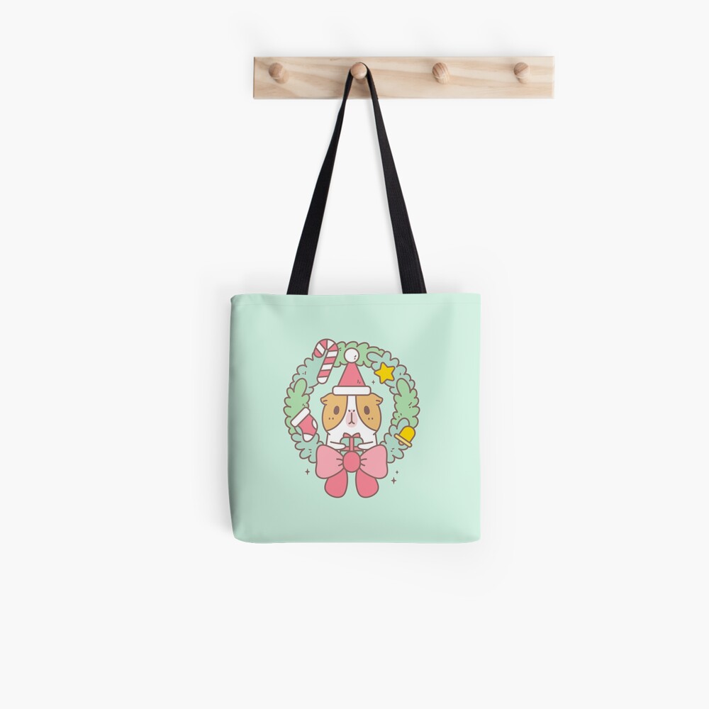 Bubu the Guinea pig, Christmas Wreath Tote Bag