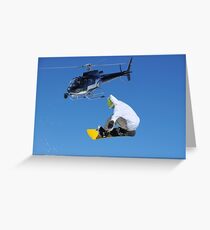 helicopter and snowboarder Greeting Card