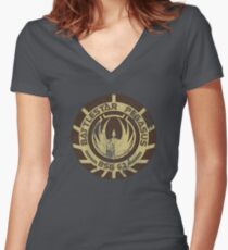 Battlestar Pegasus Women's Fitted V-Neck T-Shirt