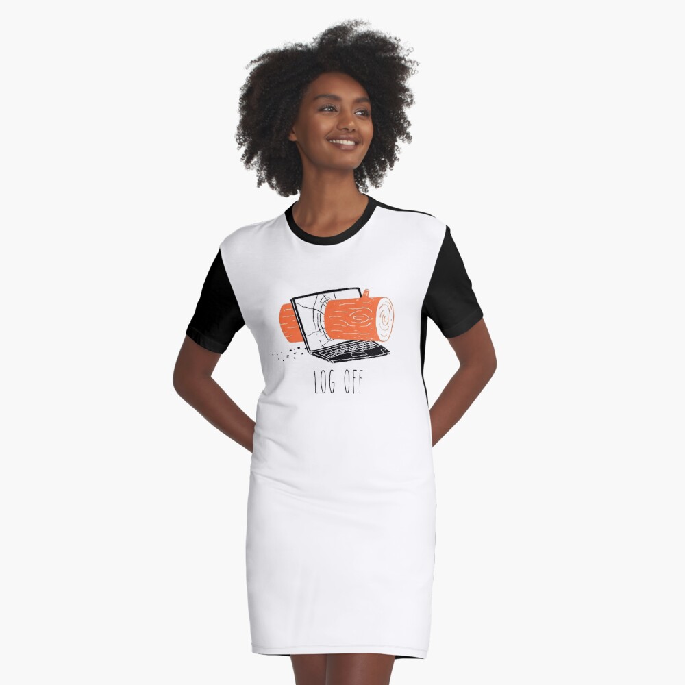 Log Off Graphic T-Shirt Dress