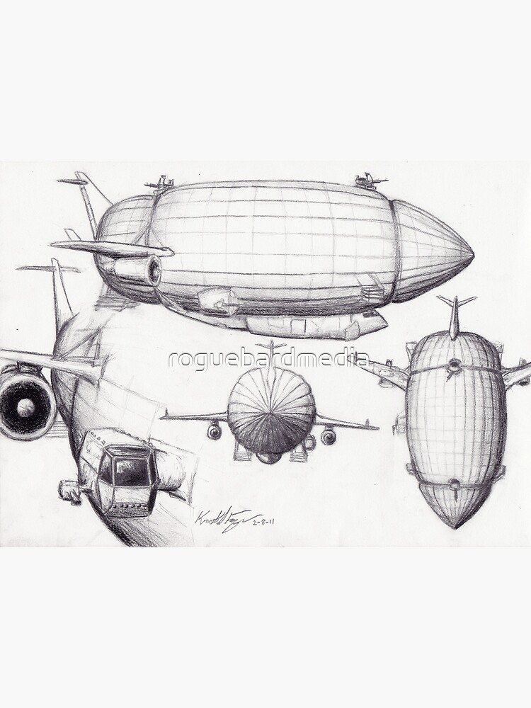 Diagram Of A Zeppelin Made From Spare Parts Greeting Card