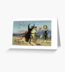 Victorian Christmas Bizarre - Dancing Frogs and Insects Greeting Card