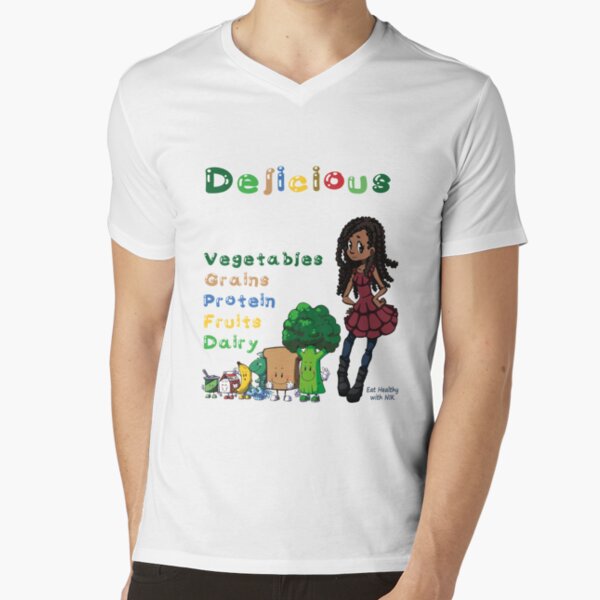 DELICIOUS Eat Healthy with NIK V-Neck T-Shirt
