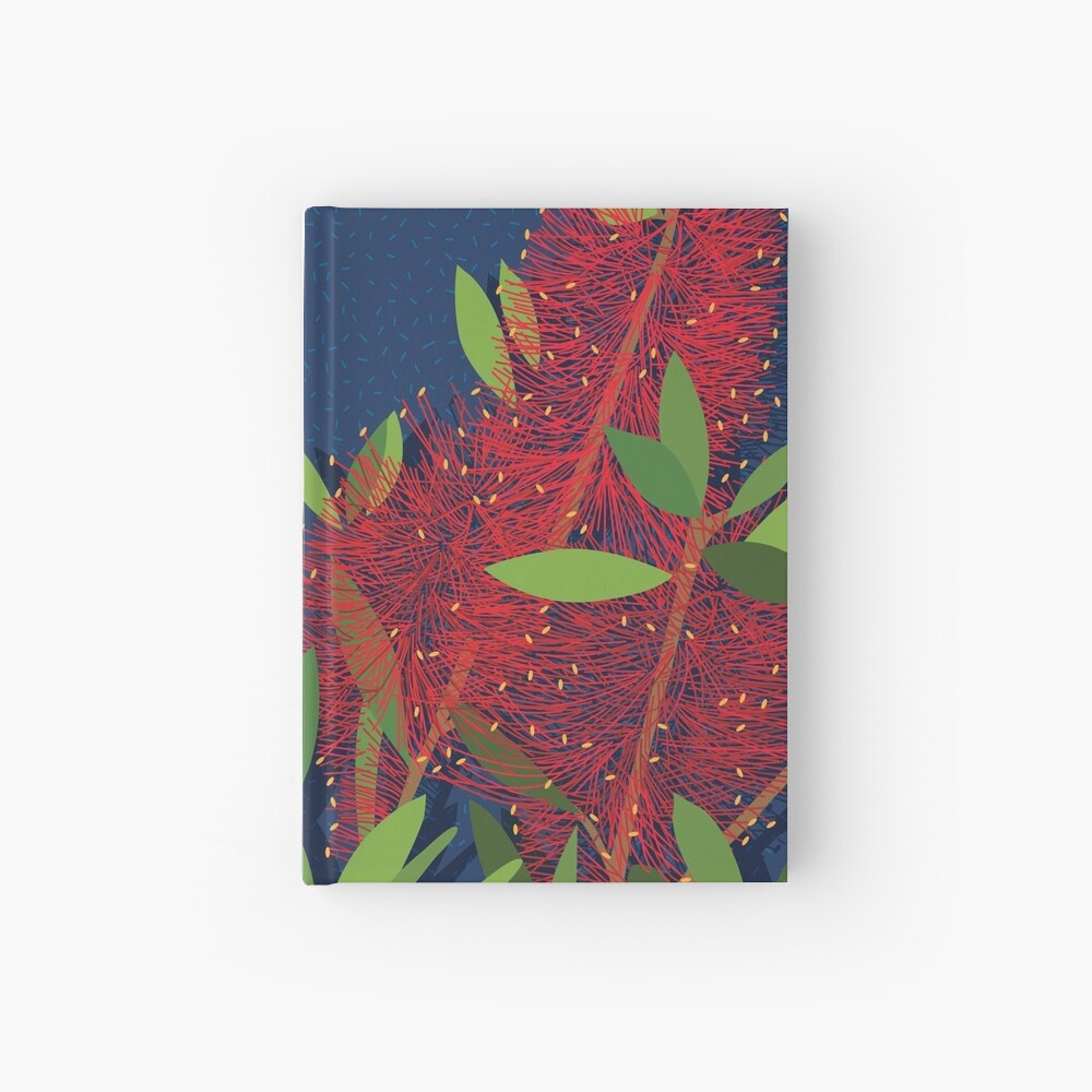 Red Bottlebrush Flowers Hardcover Journal