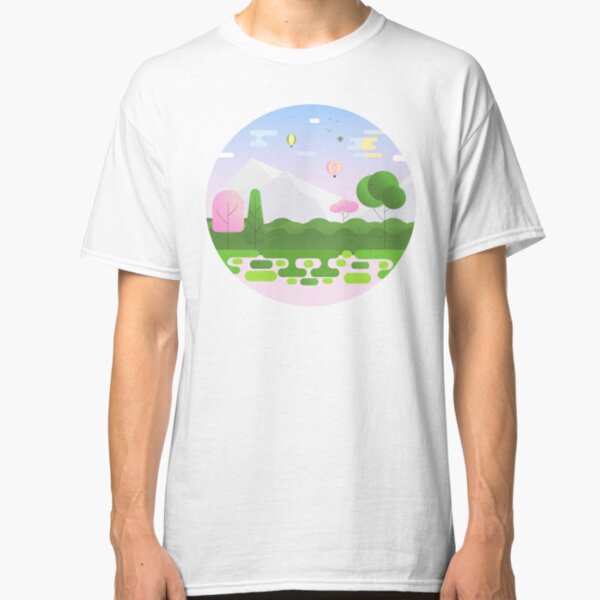 A landscape beautiful colored trees and gray mountains Classic T-Shirt
