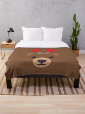 Emoji Bear and cute hearts Throw Blanket