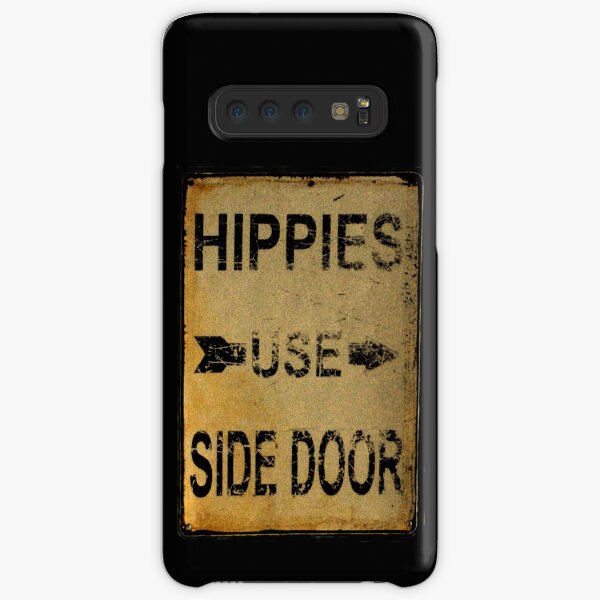 Hippies Use Side Door, Old Signage, Retro England. Samsung Galaxy Snap Case