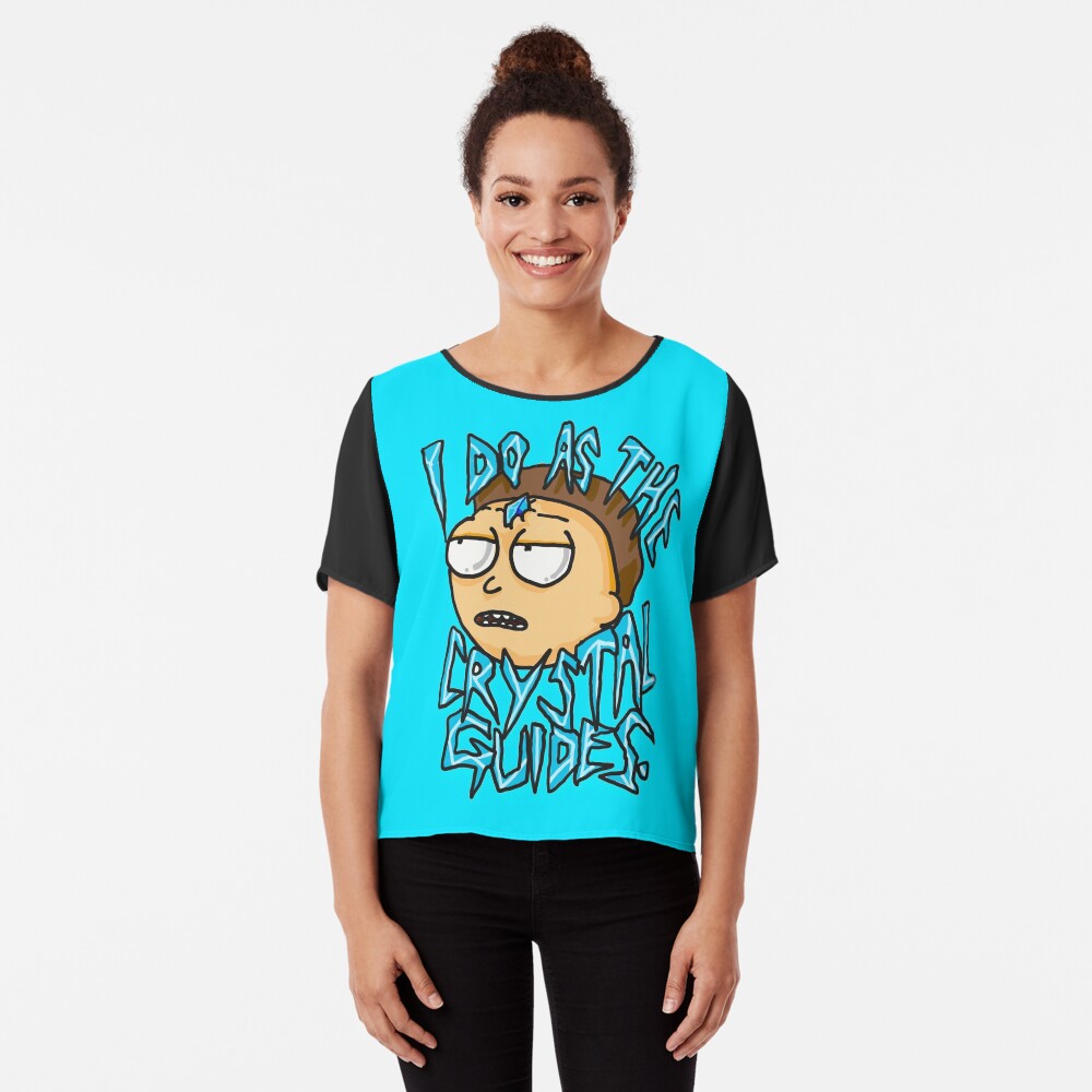 Morty "I Do As The Crystal Guides" quote from Rick and Morty™ Death Crystal Chiffon Top