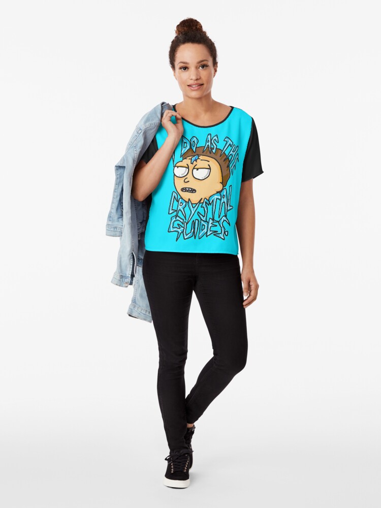 Alternate view of Morty "I Do As The Crystal Guides" quote from Rick and Morty™ Death Crystal Chiffon Top