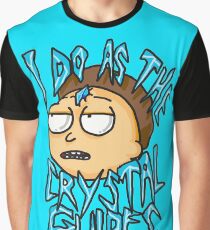Morty "I Do As The Crystal Guides" quote from Rick and Morty™ Death Crystal Graphic T-Shirt