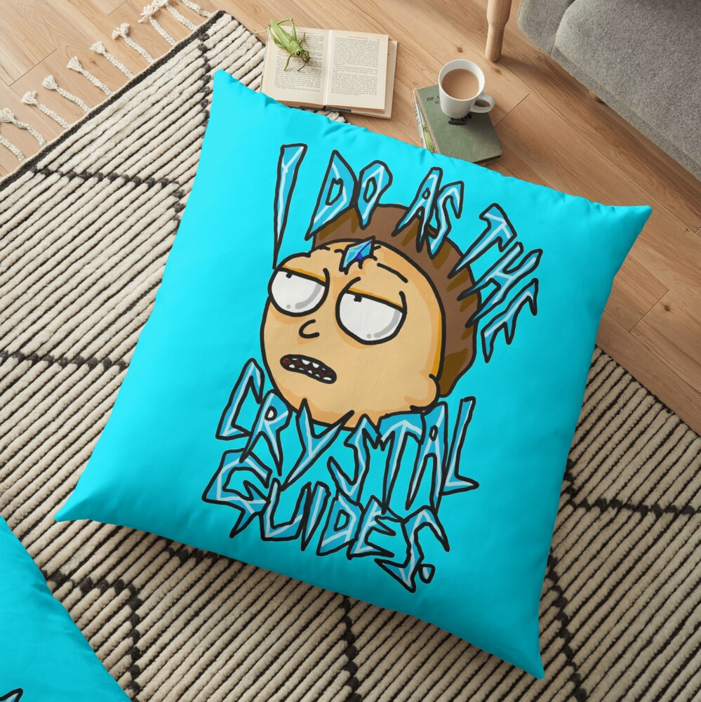 Morty "I Do As The Crystal Guides" quote from Rick and Morty™ Death Crystal Floor Pillow