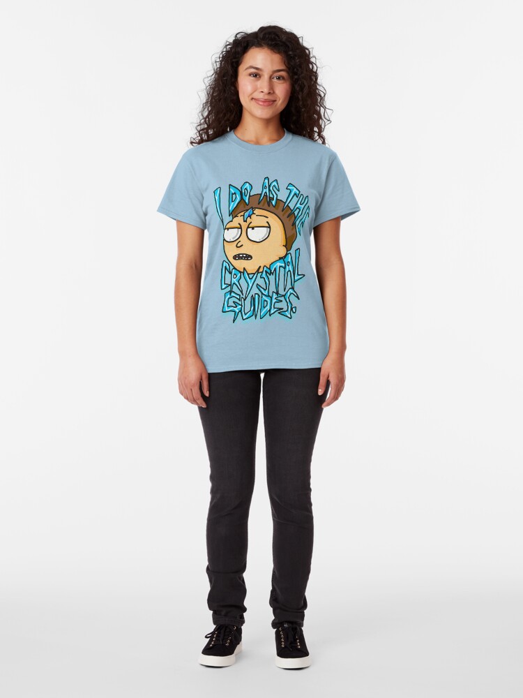Alternate view of Morty "I Do As The Crystal Guides" quote from Rick and Morty™ Death Crystal Classic T-Shirt