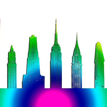Artwork thumbnail, Radial Rainbow New York City Skyline by WarrenPHarris