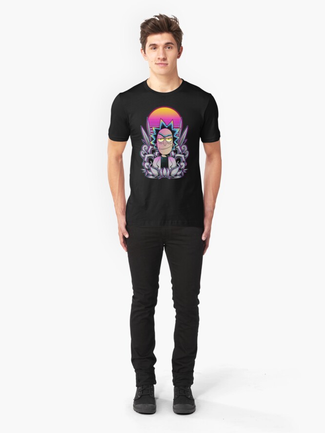 Alternate view of Synthwave Rick Sanchez Slim Fit T-Shirt