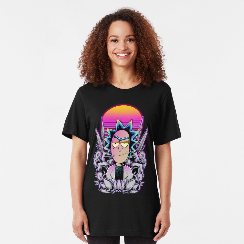 Synthwave Rick Sanchez Slim Fit T-Shirt