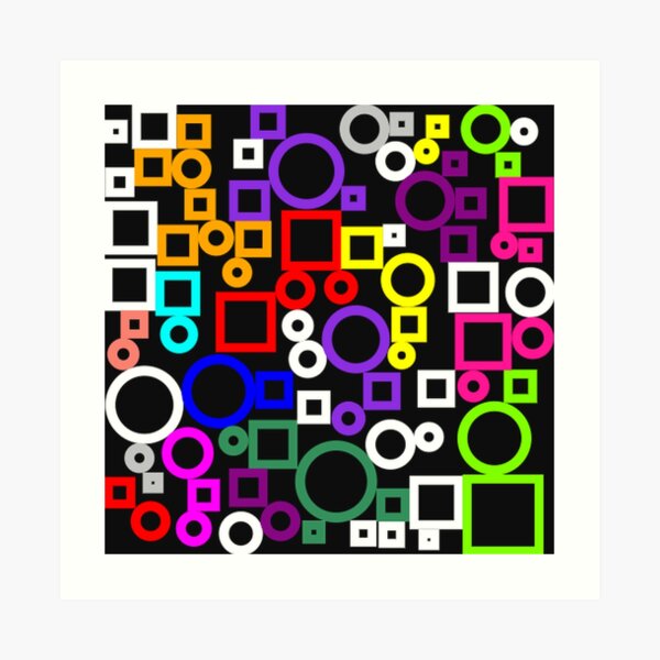 Happy Circles and Squares Art Print