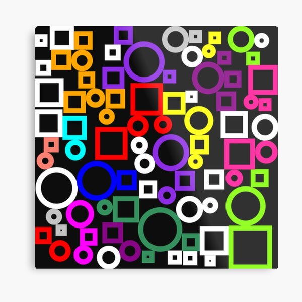 Happy Circles and Squares Metal Print