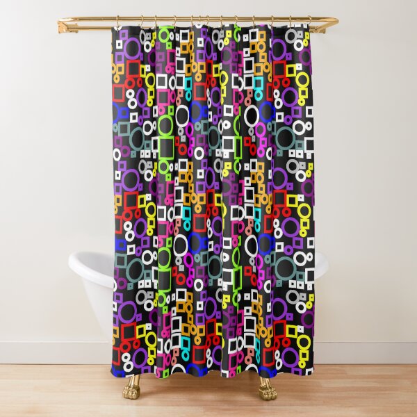 Happy Circles and Squares Shower Curtain