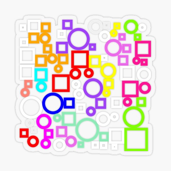 Happy Circles and Squares Transparent Sticker