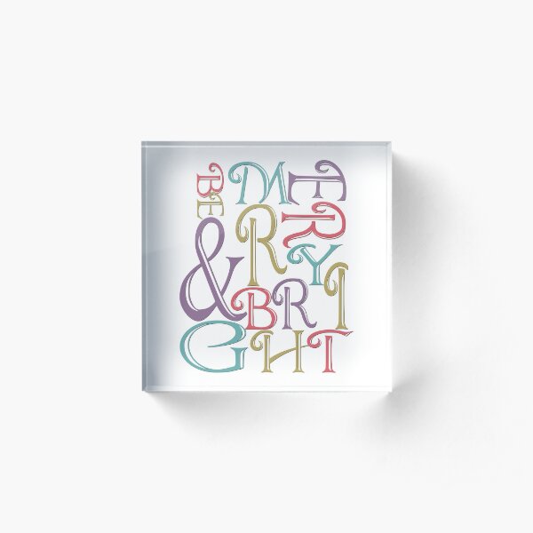 Modern Typography Merry and Bright Acrylic Block