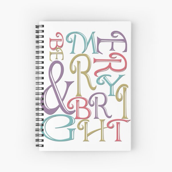 Modern Typography Merry and Bright Spiral Notebook