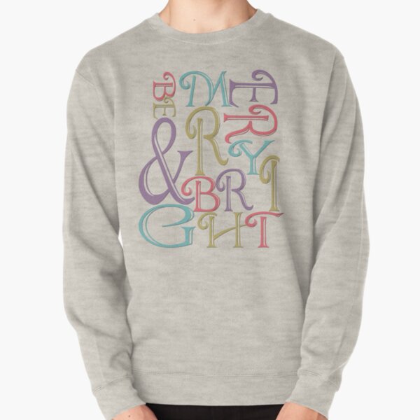 Modern Typography Merry and Bright Pullover Sweatshirt