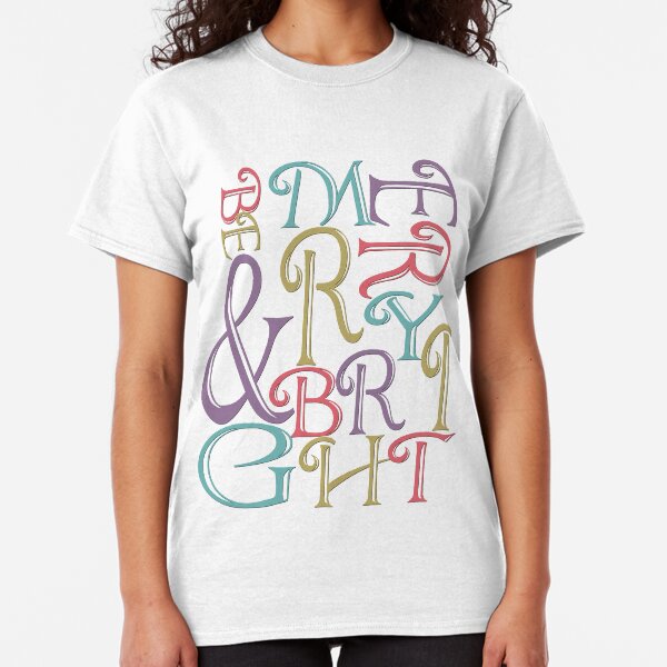 Modern Typography Merry and Bright Classic T-Shirt