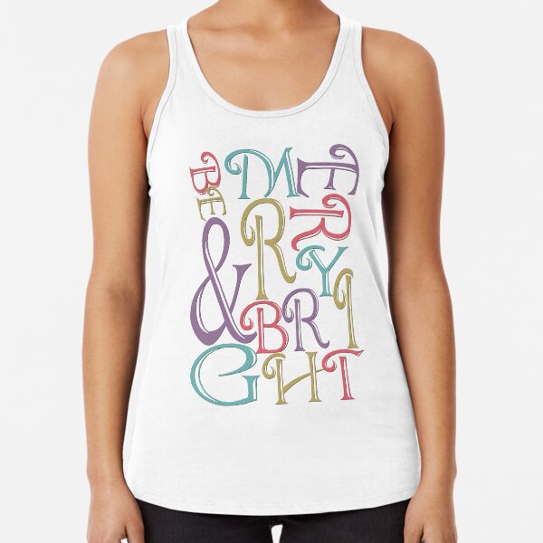 Modern Typography Merry and Bright Racerback Tank Top