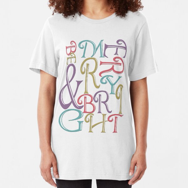 Modern Typography Merry and Bright Slim Fit T-Shirt