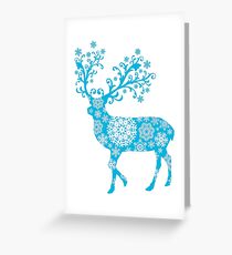 Turquoise blue Christmas deer Greeting Card
