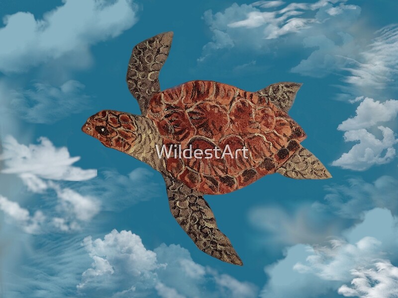 "A SEA TURTLE FLOATING IN THE CLOUDS" by WildestArt | Redbubble
