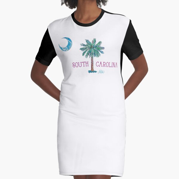 South Carolina Palmetto Tree and Moon by Jan Marvin Graphic T-Shirt Dress