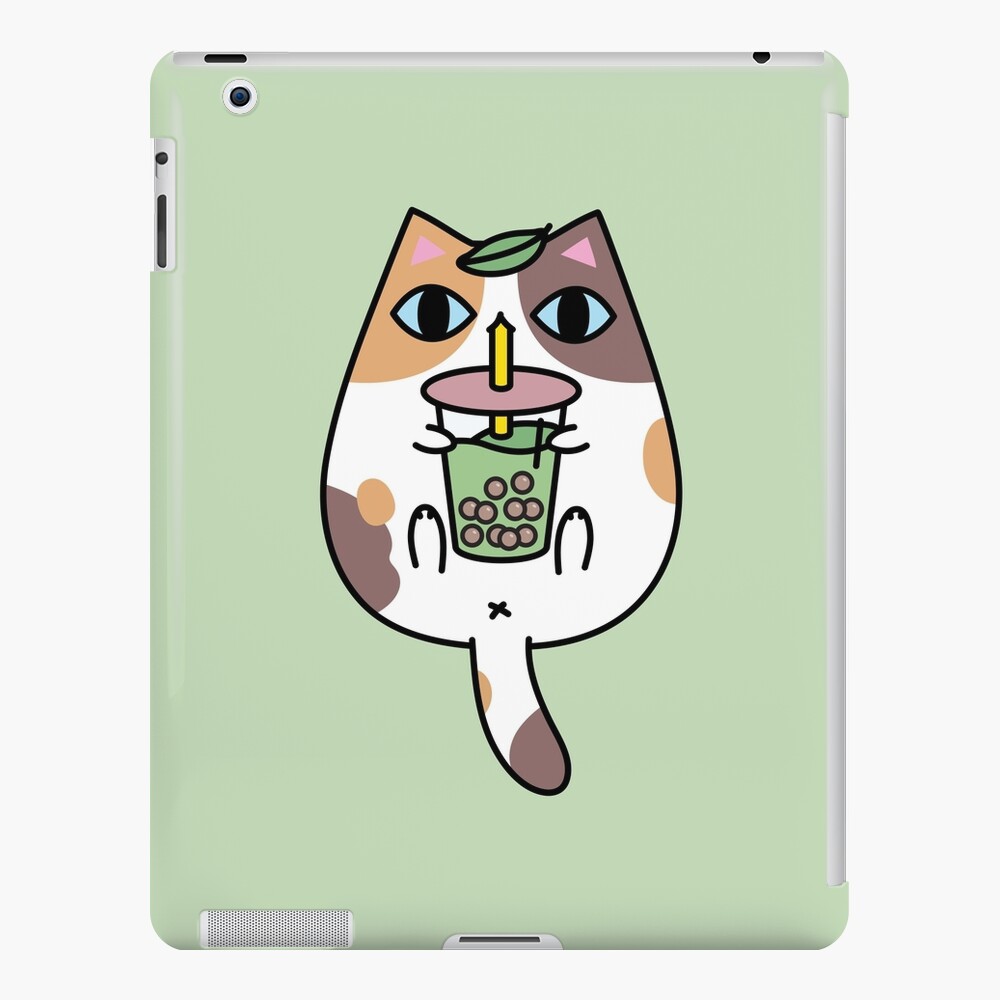 Calico Cat with Boba Tea iPad Case & Skin