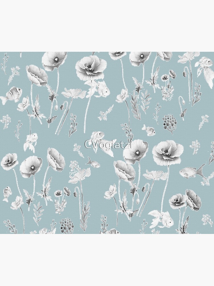 Fishes & Garden-Powder Blue by CVogiatzi