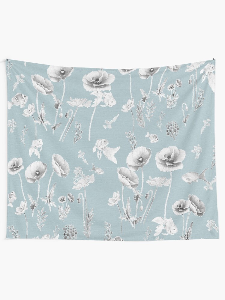 Alternate view of Fishes & Garden-Powder Blue Tapestry