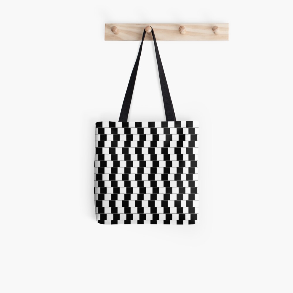 Optical Illusion Lines Squares Black Tote Bag