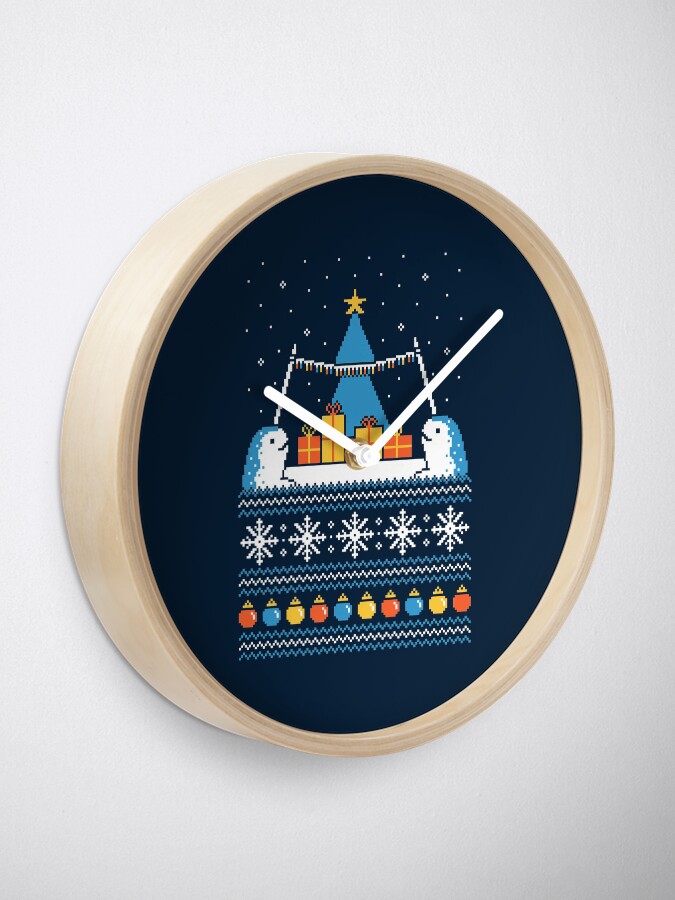 Alternate view of Christmas Narwhals Clock