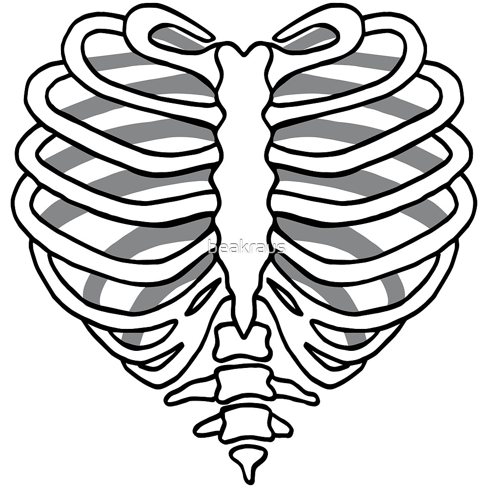 "Skeleton rib cage heart" by beakraus Redbubble