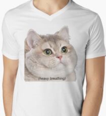 Heavy Breathing Cat- Improved Men's V-Neck T-Shirt
