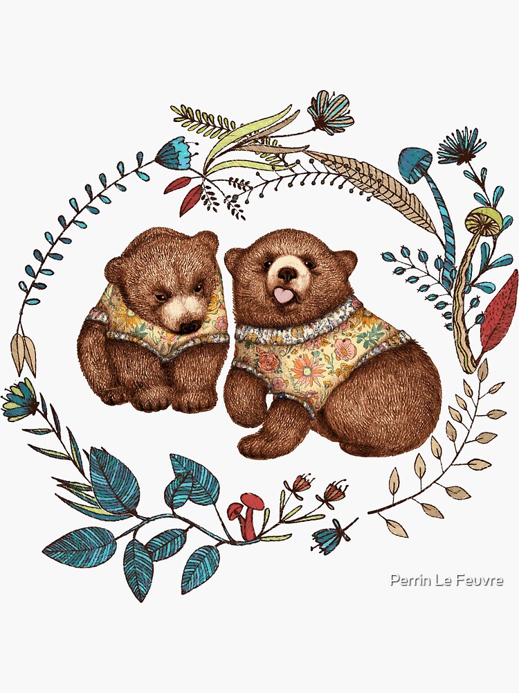 Whimsical Bear Pair with Fantasy Flora by PerrinLeFeuvre