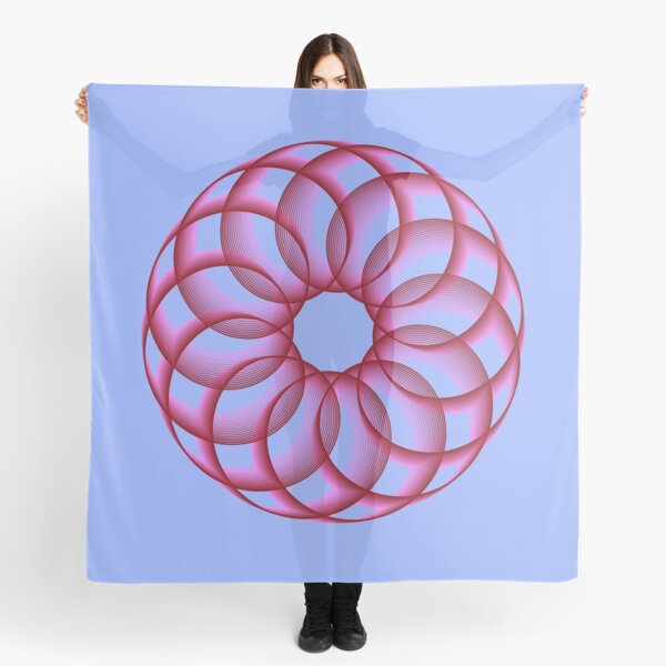 Spirograph with Red Pink Blue Scarf