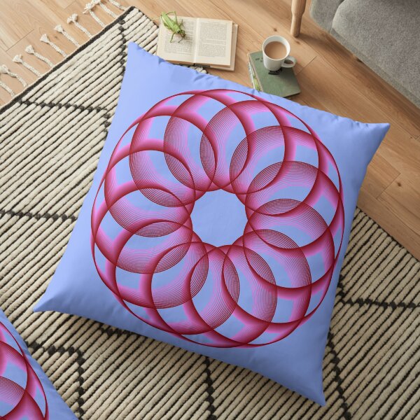 Spirograph with Red Pink Blue Floor Pillow