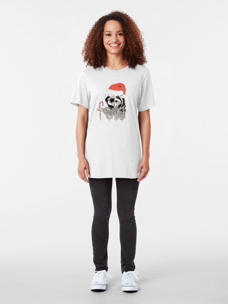 Alternate view of Santa Sloth Slim Fit T-Shirt