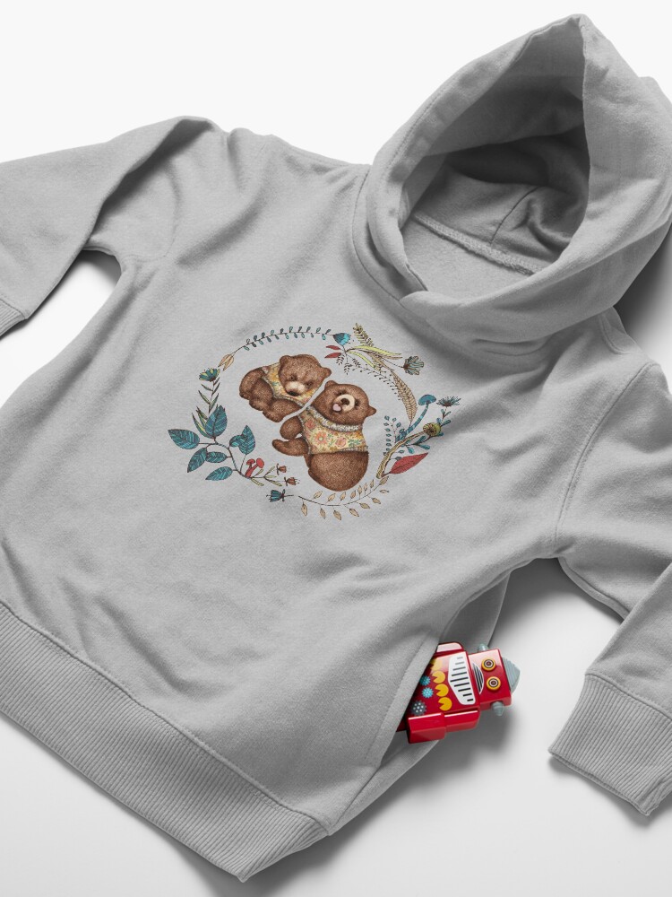 Alternate view of Whimsical Bear Pair with Fantasy Flora Toddler Pullover Hoodie