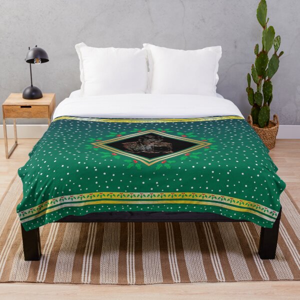 Opening the Box - Green Fresco Throw Blanket