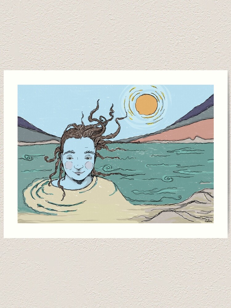 Alternate view of Woman and the Ganga river illustration Art Print