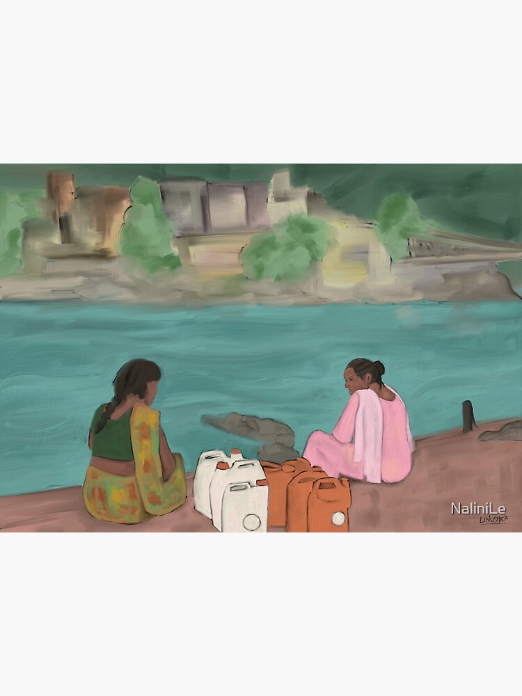 Two women on the banks of the river Ganga by NaliniLe