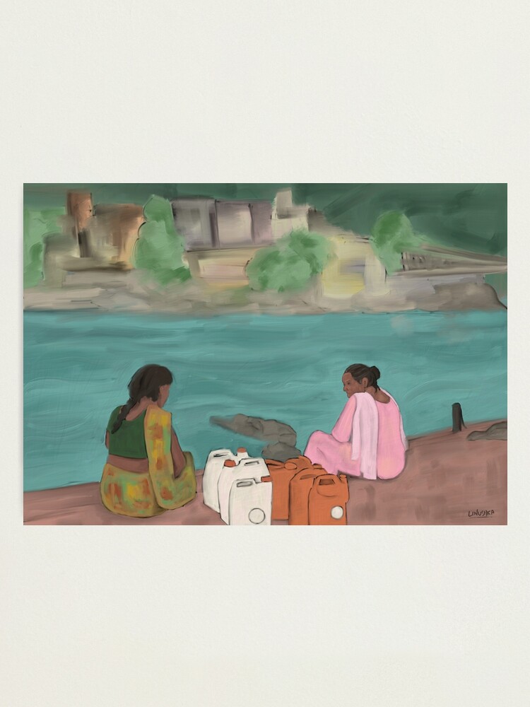 Alternate view of Two women on the banks of the river Ganga Photographic Print